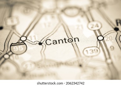 Canton. Massachusetts. USA On A Geography Map