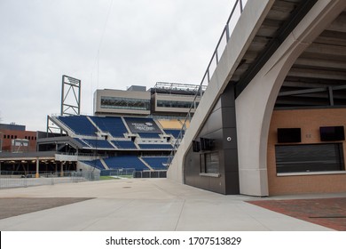 Canton, Oh / USA - April 17, 2019: View Of The Tom Benson Hall Of Fame Stadium.