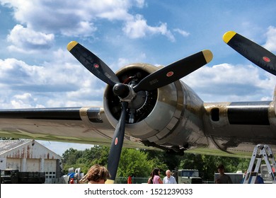 Canton, Ohio / USA - 08/11/2019: Detail Of Propeller Of Collings Foundation's B-17 Flying Fortress 