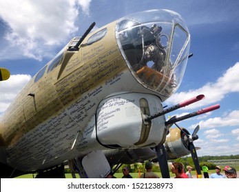 Canton, Ohio / USA - 08/11/2019: Front-view (exterior) Of Collings Foundation's B-17 Flying Fortress 