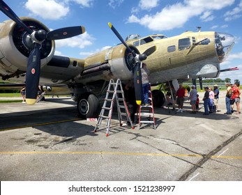 Canton, Ohio / USA - 08/11/2019: Front-view (exterior) Of Collings Foundation's B-17 Flying Fortress 