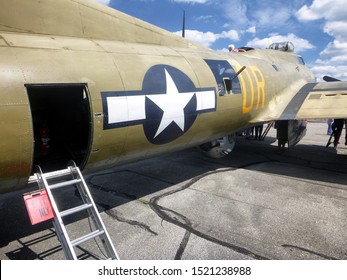 Canton, Ohio / USA - 08/11/2019: Side-view Of Collings Foundation's B-17 Flying Fortress 