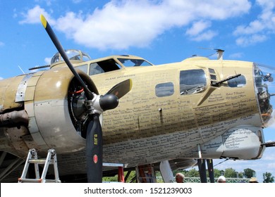 Canton, Ohio / USA - 08/11/2019: Side-view (exterior) Of Collings Foundation's B-17 Flying Fortress 