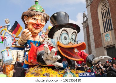 CANTU - ITALY - February 11, 2018: Allegorical Float Of Traditional Carnival. Bentransema. Uncle Scrooge. Carnival Of COMO LAKE