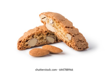 cantuccini cookies on white background