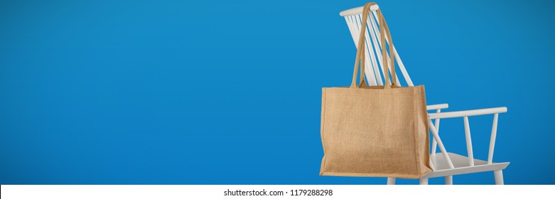 Canvas Bag Against Abstract Blue Background