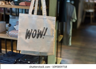 Canvas bag in a shop mockup