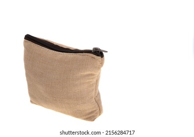 Canvas Cosmetic Bag Isolated On White Background