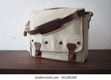 Canvas And Leather Shoulder Messenger Bag