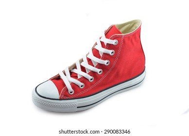 Canvas Shoes Red On White Background