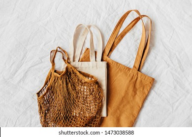 Canvas Tote Bags. Reusable Eco Bags. Eco Friendly Concept.