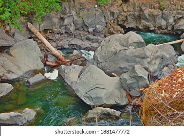 Canyon Boulders - A Rocky Scene In The Rogue River Canyon - Near Prospect, OR