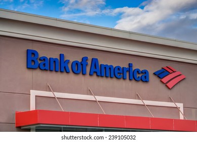 CANYON COUNTRY, CA/USA - DECEMBER 18, 2014: Bank of America exterior. Bank of America is an American  banking and financial services corporation headquartered in Charlotte, North Carolina.