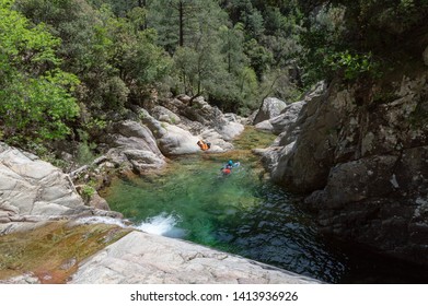 Canyoning In Purcaraccia, Corsica, France.