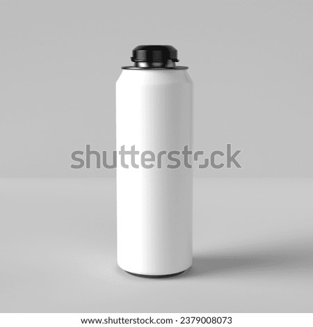 Cap can mockup. Aluminum and white can with cap, front view on white background.