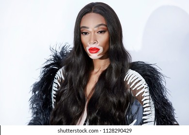 CAP D'ANTIBES, FRANCE - MAY 17: Winnie Harlow arrives at the amfAR Gala Cannes 2018 at Hotel du Cap-Eden-Roc on May 17, 2018 in Cap d'Antibes, France.