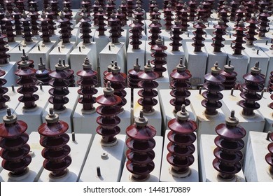 Capacitor banks for high voltage , outdoor substation.           