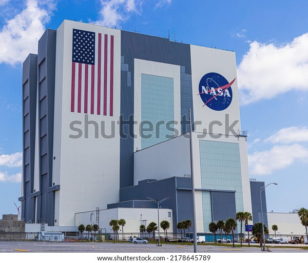 CAPE CANAVERAL, FL - APRIL 27: NASA\'s Vehicle\
Assembly Building at the Kennedy Space Center on April 27, 2022 in\
Cape Canaveral, Fl.