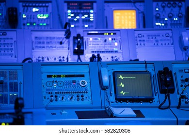 CAPE CANAVERAL, FL, USA - FEBRUARY, 7, 2017 -  Moon Space Mission Control Room Displayed At NASA, Kennedy Space Center In Florida 