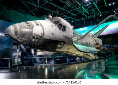 Cape Canaveral, Florida, USA - JANUARY 2, 2017: NASA Kennedy Space Center Museum, Shuttle Atlantis, A Quick Walk Around