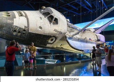 Cape Canaveral, Florida, USA - MARCH 20, 2015: NASA Kennedy Space Center Museum, Shuttle Atlantis, A Quick Walk Around