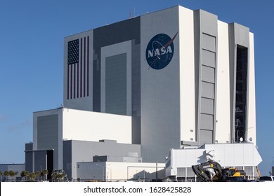 Cape Canaveral, Florida, USA - May 23, 2019:  NASA Main Building, Spacecraft assembly building

