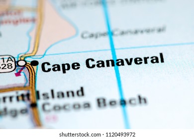 Cape Canaveral. Florida. USA On A Map