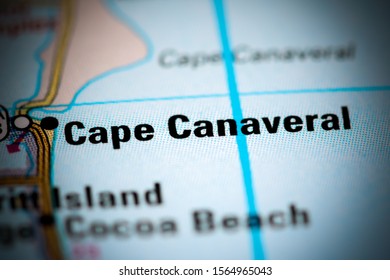 Cape Canaveral. Florida. USA On A Map