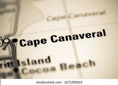 Cape Canaveral. Florida. USA On A Map