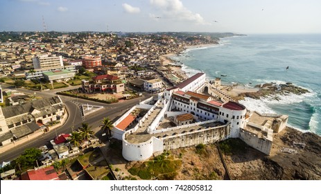 Cape Coast Town Ancient Slave Castle In Ghana, West Africa