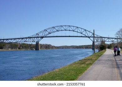 Cape Cod Canal And Bourne Bridge MA USA