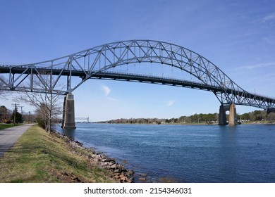 Cape Cod Canal And Bourne Bridge MA USA