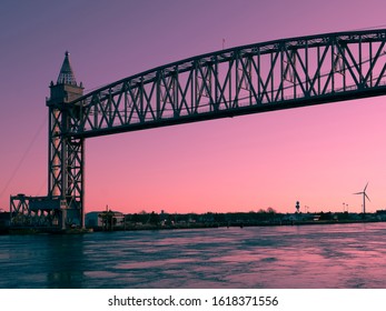 Cape Cod Canal Railroad Bridge At Sunset