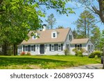 Cape Cod style building at 320 First Parish Road in historic town center of Scituate, Massachusetts MA, USA. 