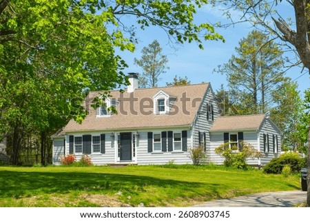 Cape Cod style building at 320 First Parish Road in historic town center of Scituate, Massachusetts MA, USA. 