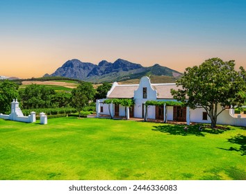 Cape Dutch farmhouse at Babylonstoren Wine Estate in Franschhoek, South Africa
