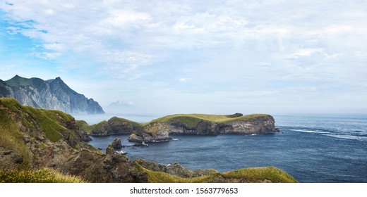 Cape End of the World. The easternmost point of Russia. Shikotan Island, Small Kuril Chain, and then only the Pacific Ocean - Shutterstock ID 1563779653