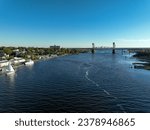 Cape Fear Memorial Bridge over the Cape Fear River, connection Leland, North Carolina to Wilmington, NC.
