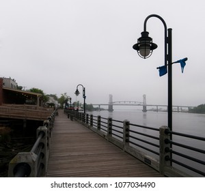 Cape Fear River Bridge At Wilmington, NC Viewed From River Walk.