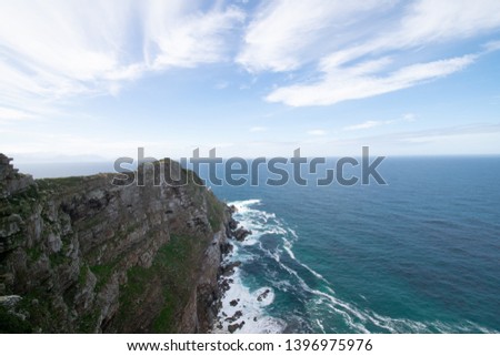 Similar – Image, Stock Photo Green rocky coast at a calm sea in northern Spain