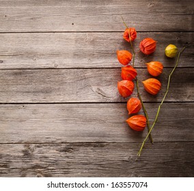 Cape Gooseberry On Wooden Background