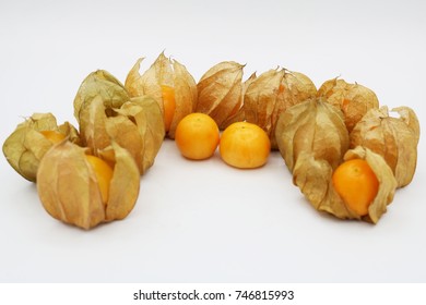 Cape Gooseberry, Peruvian Groundcherry Isolated On White Background.