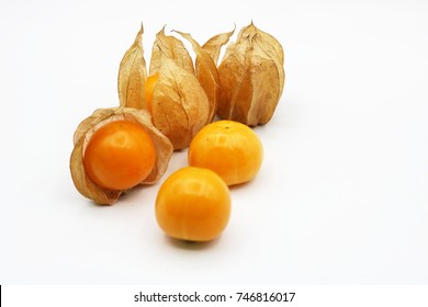 Cape Gooseberry, Peruvian Groundcherry Isolated On White Background.