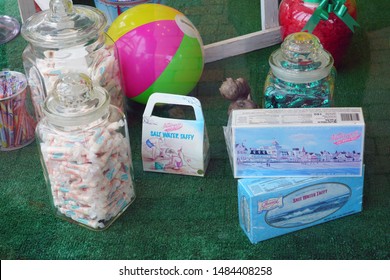 CAPE MAY, NJ -14 AUG 2019- View Of Salt Water Taffy Candy For Sale In Cape May, On The New Jersey Shore, United States.