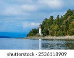 The Cape Mudge Lighthouse near the southern tip of Quadra Island, British Columbia