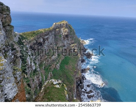 Image, Stock Photo Green rocky coast at a calm sea in northern Spain