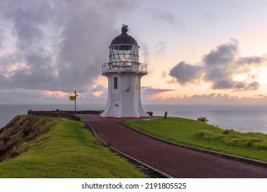 Cape Reinga Lighthouse At Sunrise,  New Zealand, Tasman Sea And Pacific Oceans Meet Here