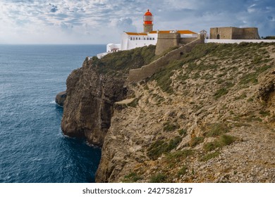 Cape St.Vincent, the southwesternmost point of continental Europe. The cape situated 6 km west of the town of Sagres, Algarve, southern Portugal