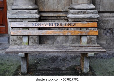 Cape Town, 30/09/2009: The Bench With Written Non Whites Only Made By The Artist Roderick Sauls In Queen Victoria Street To Recreate The Benches Used In The Apartheid Era, A Warning To Don't Forget