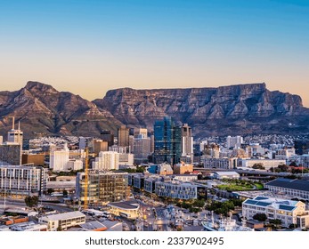 Cape Town city CBD and table mountain in the background during sunset, South Africa - Shutterstock ID 2337902495